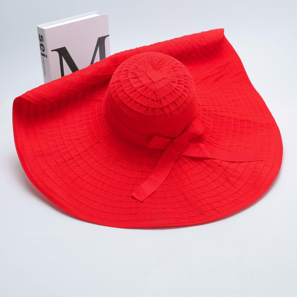 Summer fashion foldable beach hat face covering sun protection sun hat bow big eaves outdoor versatile sun hat