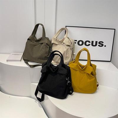 Bolsa Tote Grande de Lona Estilo Coreano 2024 - Bolsa Casual de Ombro Único para Estudantes