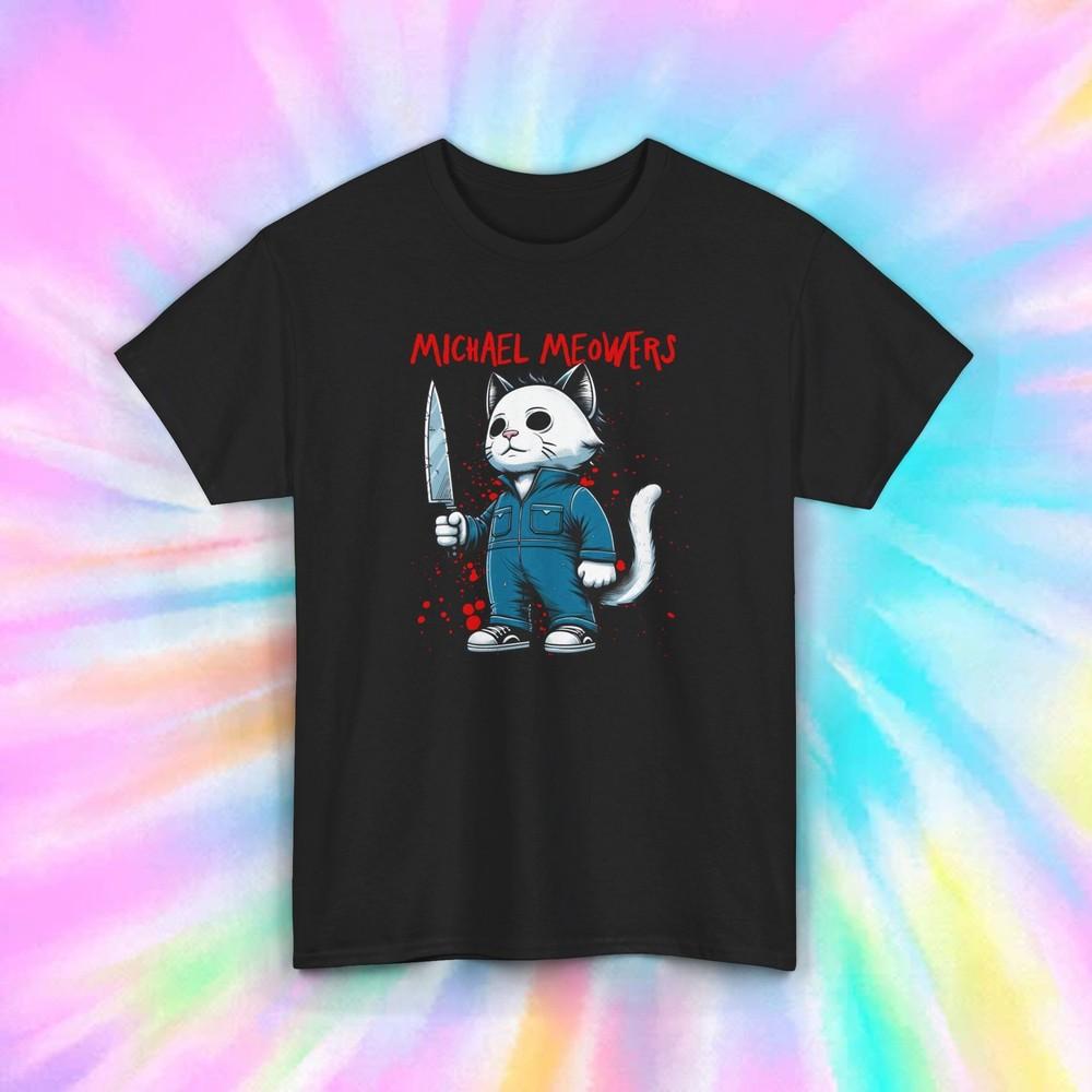 

Michael Meowers T-Shirt | Horror Cat Knife Graphic Tee | Halloween Humor | S-5XL L
