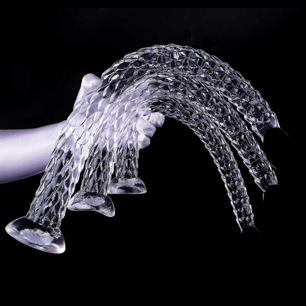 Anal Plug Long Dildo with Suction Cup for Scaly Anal Dragon Transparent Thin Anal Plug for Beginner Anal Prostate Development for Bumpy Structure Long