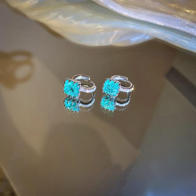 Новые трендовые женские зеленые серьги в корейском стиле, изысканные серьги с кристаллами и камнями