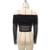 Tooxika Spring And Autumn Women's New Solid Color Slim Fashion One-shoulder Neck Mesh Long-sleeved Top