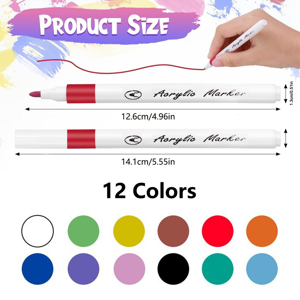Acrylic Paint Markers Set Fine Permanent Paint Acrylic Marker Pens for Stones Wood Glass DIY Projects Water-Based Acrylic Marker