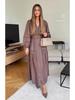Women's European American Lace Trim V-Neck Long Sleeve Dress