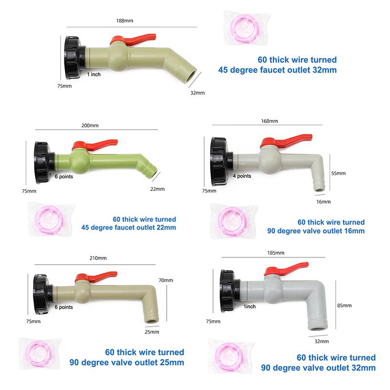 Ibc Tank Adapter Valve Fittings S60*6 Coarse Thread To 1/2 3/4 1" Water Tank Connectors Garden Hose Faucet Accessories