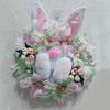 35cm Easter Wreath Fabric Bunny Door Hanging Wreath Linen Bow Door Decoration