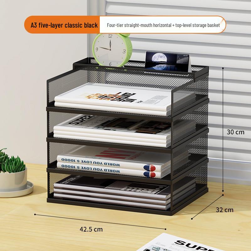 A3A4 Metall Desktop Aktenorganizer Rack - Büroarbeitsplatz Dokumentenhalter