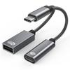 Converter 2-in-1 USB C To Audio Cable Type C 2-in-1 Multifunctional Adapter  Computer/Phone/Tablet