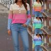 Bluse e Camicie Casual da Donna a Manica Lunga con Scollo a V