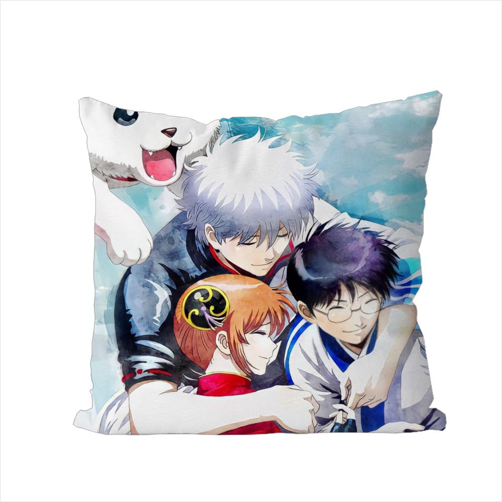 Gintama Animationskissenbezug für Auto Sofa Dekoration Zuhause Zweiseitiger Druck Plüsch Quadratisch Wurfkissen Kissenbezug