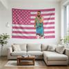 Pink American Flag Tapestry Basketball Player Wall Hanging Stars Stripes Banner Aesthetic Room Decor Sporty Athlete Dorm Art