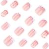 24 Pcs Short Square False Nail Leaf Artificial Nail French Tip Full Cover Stick On Nail Glossy Press On Nail for Woman