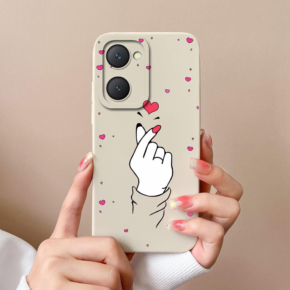 For Vivo Y03 4G Phone Case Butterfly Cute Cat Lightweight Liquid Silicone Camera Protection Back Cover For Vivo Y 03 Funda Shell