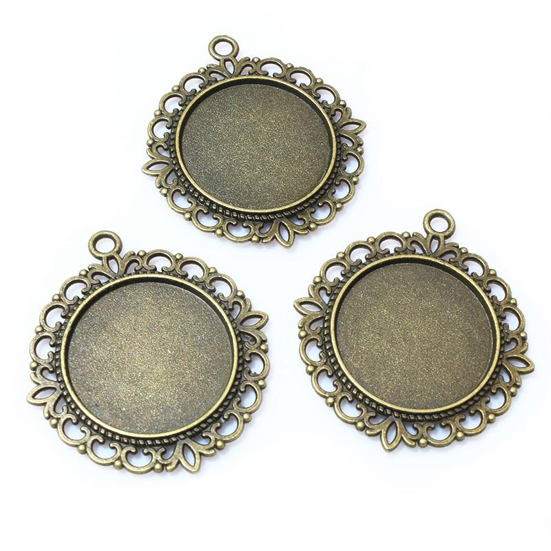 

5pcs Double Side Fits 25mm Cabochon Pendant Blank Base Setting DIY Photo Bezel Tray Cameo Jewelry Making Accessories Findings бронзовый