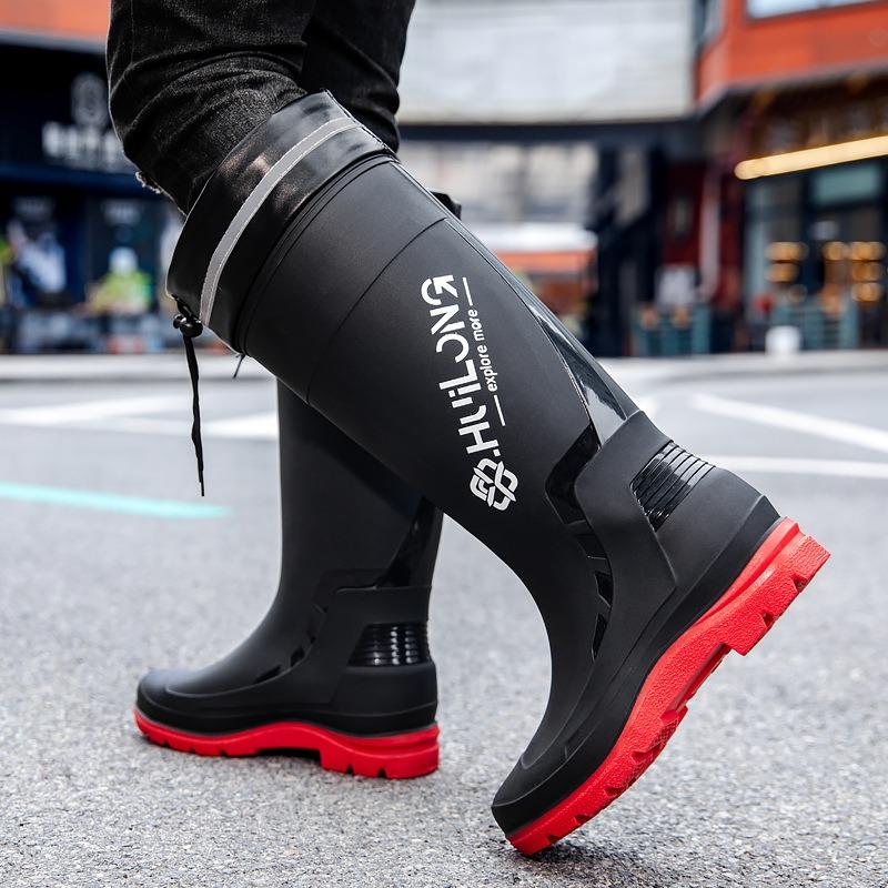 Tall rain shoes men's adult waterproof shoes non-slip water boots takeaway rider long men's rain boots