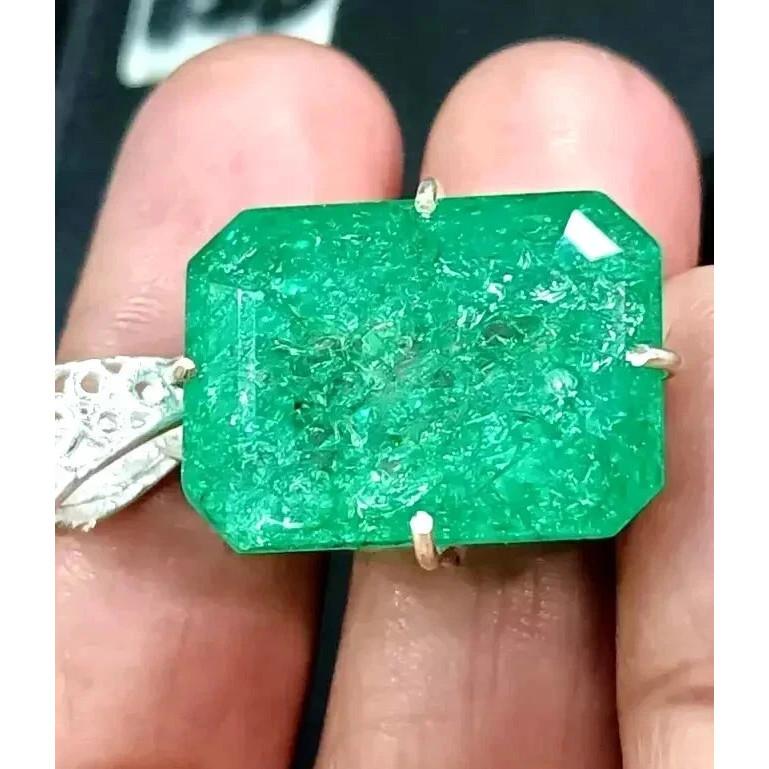 BMR Jewels Natural 58 Ct Green Emerald Loose Gemstone 925 Silver Pendant