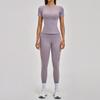 New yoga suit round neck polished tight Pilates yoga suit outdoor leisure sports suit