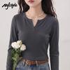 MJ STYLE Women's V-Neck Slim Fit Long Sleeve T-Shirt