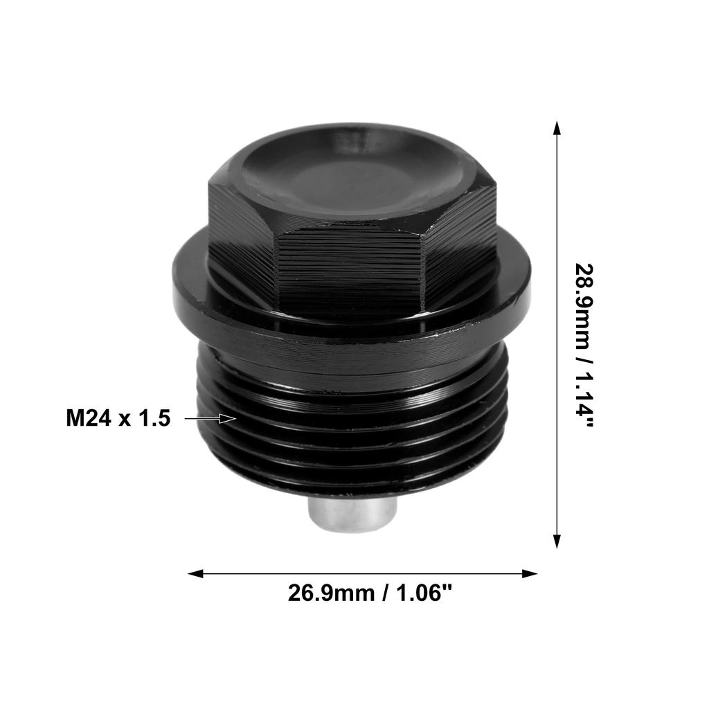 UXCELL 2 Set M24x1.5 Vehicle Engine Oil Drain Plug Magnetic Aluminum Alloy Oil Drain Sump Screw with 2 Washer for Car Black Oil Drain Plugs 3