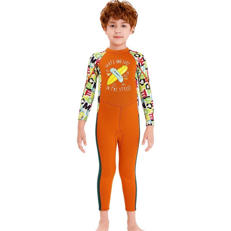 

2.5MM Children s Diving Suit Men s One-piece Long-sleeved Girls Swimsuit Thickened Warm Sunscreen Snorkeling Surfsuit S оранжевый
