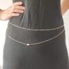 Stylish and simple double-layer body chain, retro street shot round bead chain, freshwater pearl waist chain.