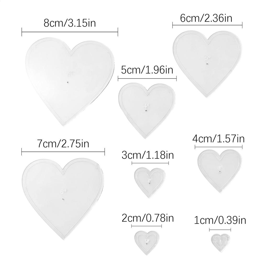 Heart Sewing Template 8 Pieces Acrylic fabric Quilting Measuring Tape Sewing Stencil For Cutting Patterns For Women Beginner