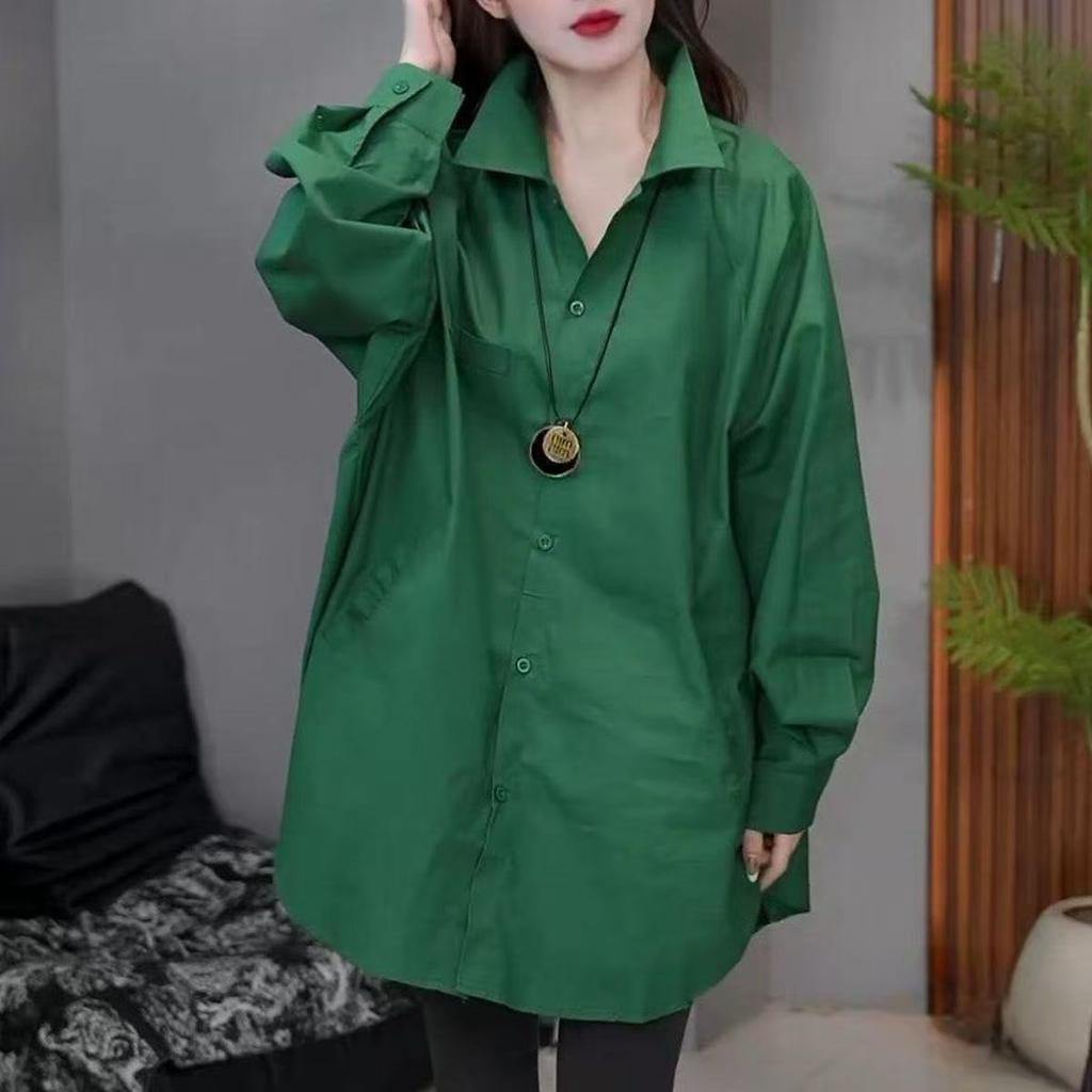 Kadınlar için Modaya Uygun Bahar Gömleği Bol Uzun Kollu Günlük Üst Slim Fit Bluz