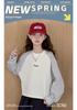 Girls' Striped Patchwork Long Sleeve T-shirt - Autumn 2026, Medium/Large, Round Neck, Loose Fit