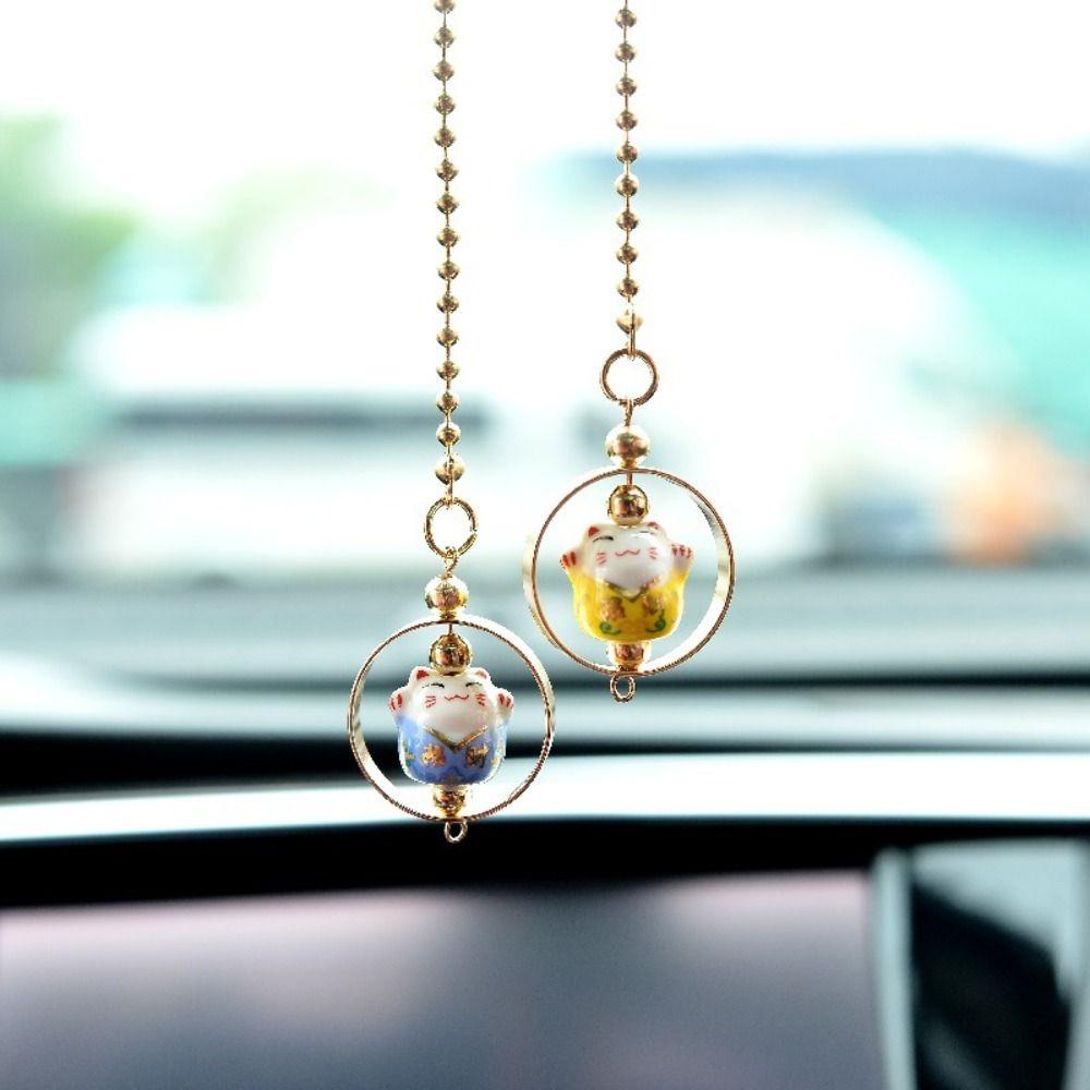 Charm Hanging Pendant Rearview Mirror Suspension Decoration Lucky Cat Car Accessories Car Pendant