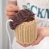 1pc Cute Walnut Basket, Walnut Shaped Basket Shoulder Bag, Hand Woven Vine Storage Basket, Handmade Crossbody Bags