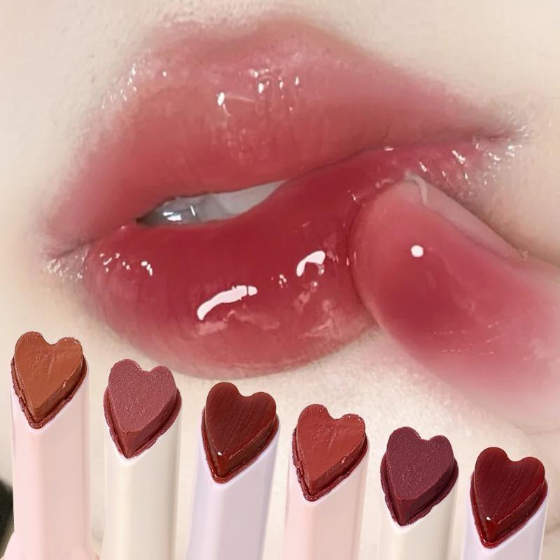 Amore a forma di cuore Acqua Luce Rossetto Penna Specchio Gelatina Smalto per labbra Idrata Lucidalabbra trasparente Tinta per labbra coreana