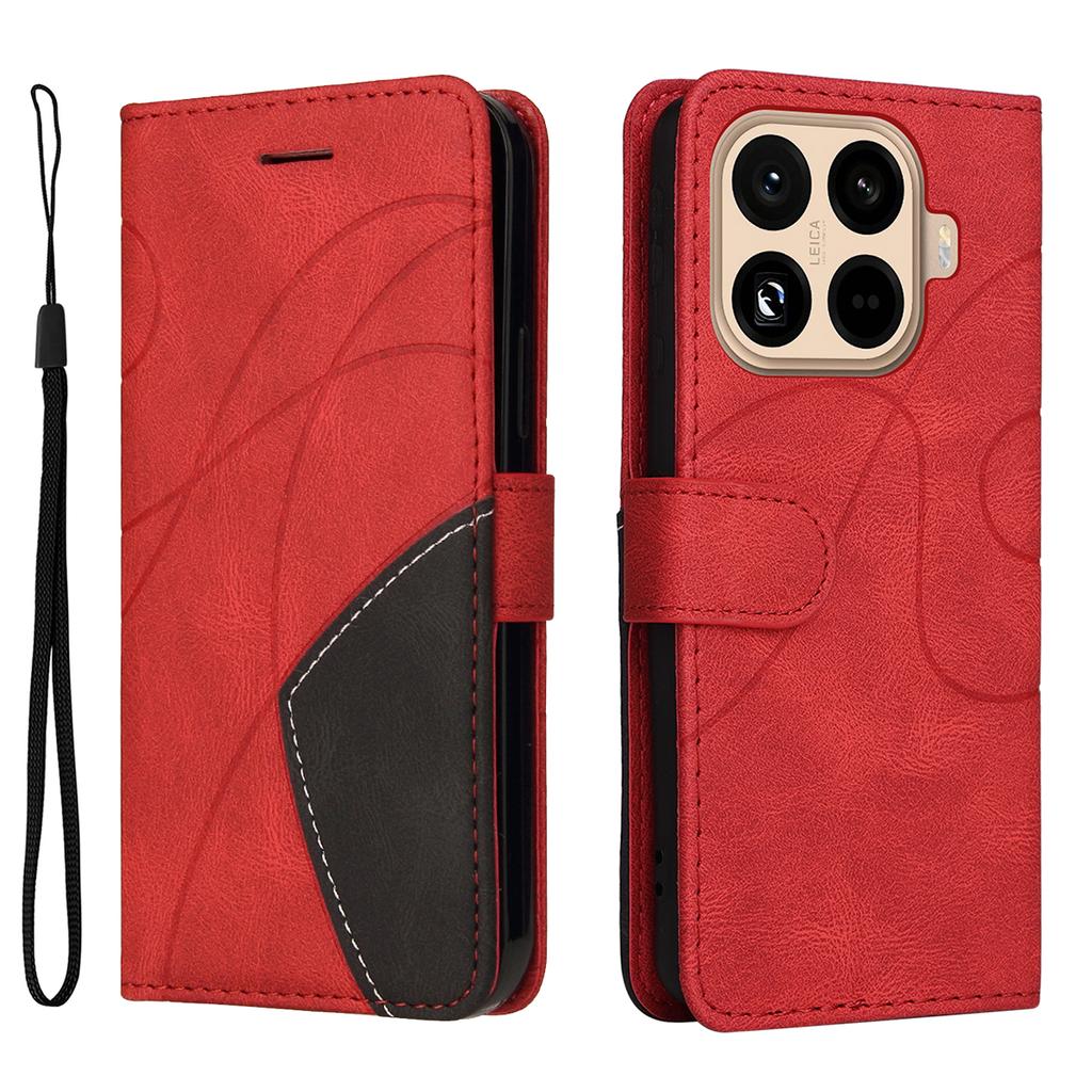 For Xiaomi 15T Pro Leather Phone Case Stand Wallet with Bi-colour Splicing Design