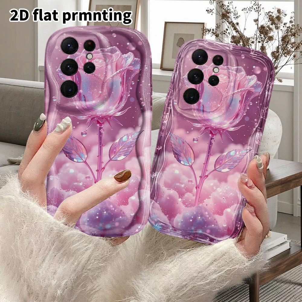 Phone Case: 2D Flat Samsung Galaxy A34 A35 M05 M06 S20 S22 S21 FE Plus 5G Protective Case, Couple Style, Crystal Rose, Christmas and Halloween Gift