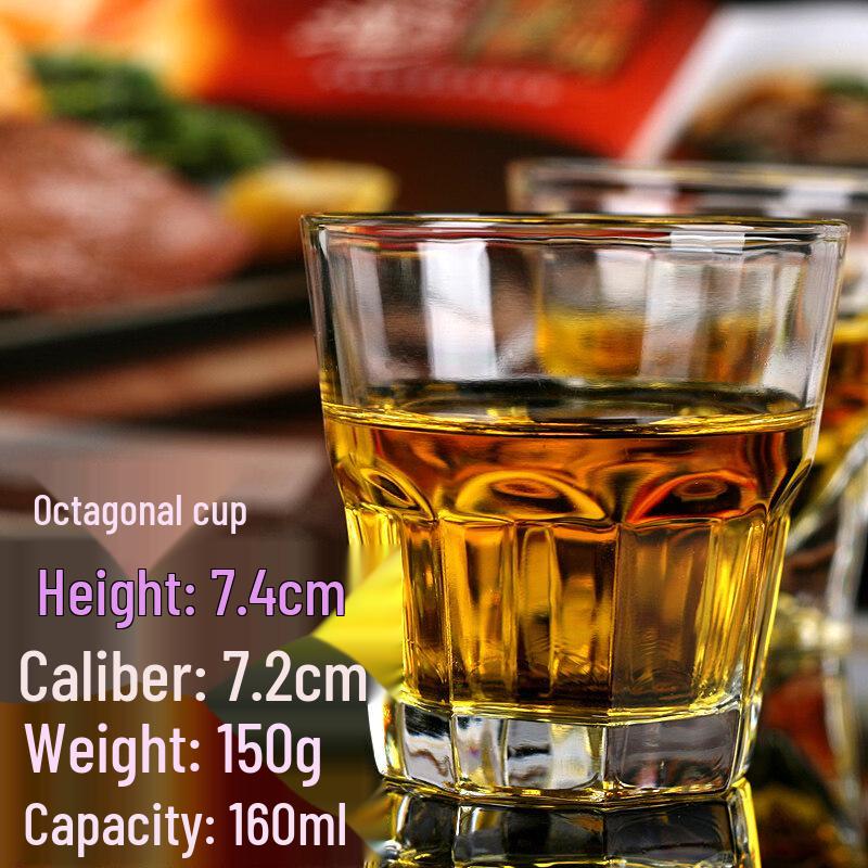 ZISIZ Octagonal Tempered Glass Drinking Cup