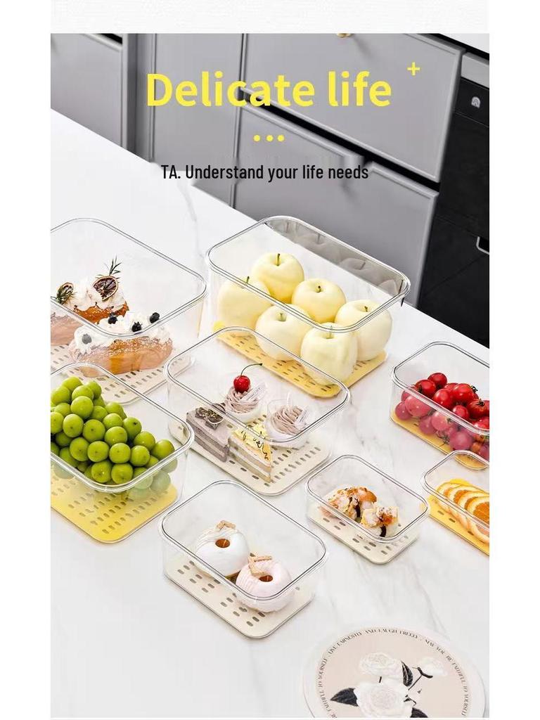 Airtight Transparent Food-Grade PET Refrigerator Organizer - Large Capacity