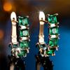 Cute Female Green Zircon Stone Hoop Earrings Luxury Gold Color Wedding  For Women