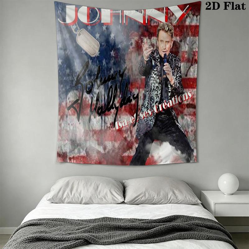 Johnny Hallyday Legend Music Tapestry Background Cloth Fashion Print Homestay Soft Decoration Tapestry Soft Wall Decoration