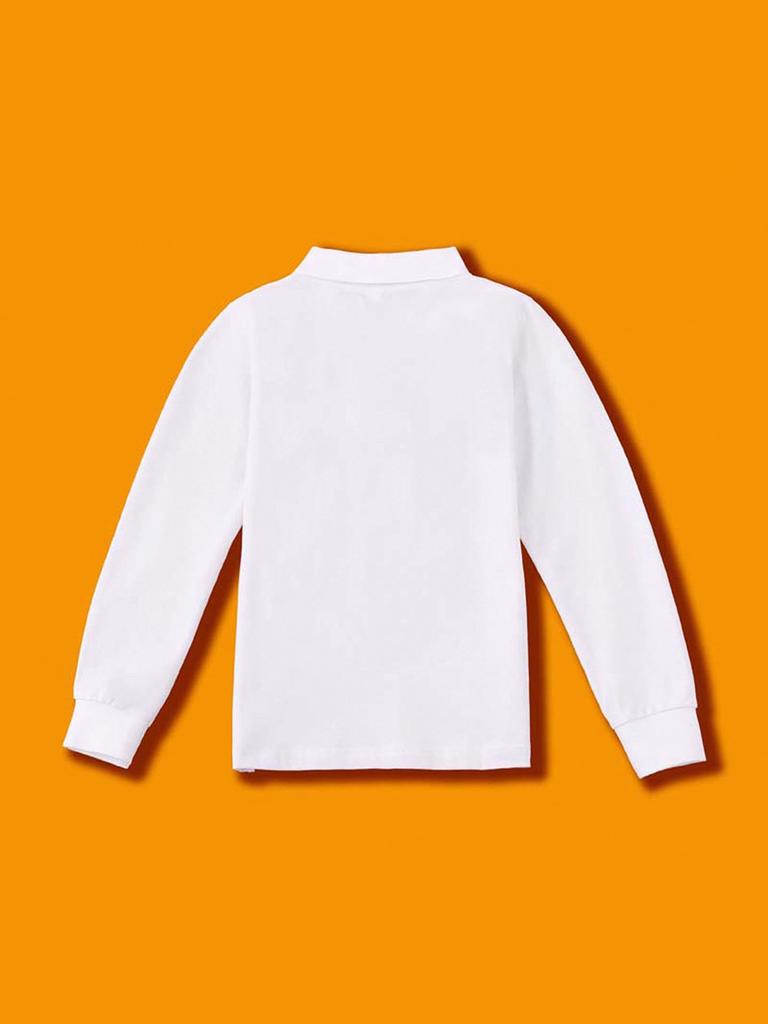 Polo con Fodera in Pile per Bambini - Uniforme Scolastica (Autunno inverno) - Strato Base Bianco a Maniche Lunghe per Bambini e Bambine della Scuola Primaria e Secondaria