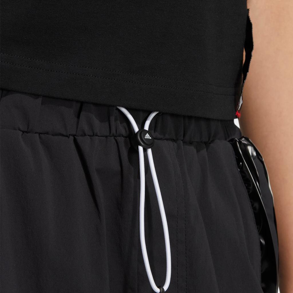 Adidas Solid Color Brand Logo Print Lace-Up Vintage Sports Pants Women Bottoms Black HR8159