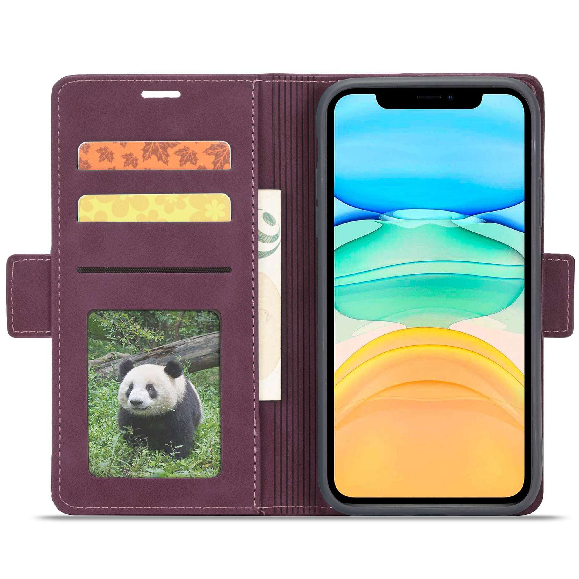 

FORWENW F3-Series For iPhone 11 6.1 inch All-inclusive Protection Wallet Case PU Leather Flip Cell Phone Cover with Stand Wine Red