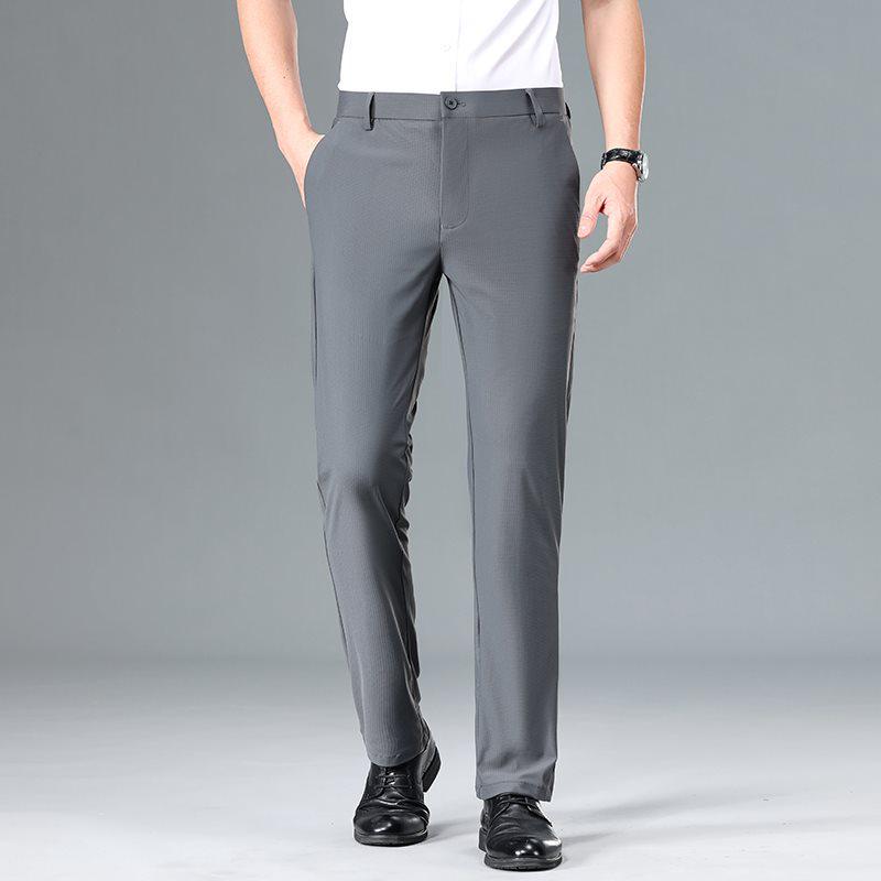 2026 Spring/Summer High-Quality Ice Silk Striped Business Casual Men's Pants Luxury Suit Trousers