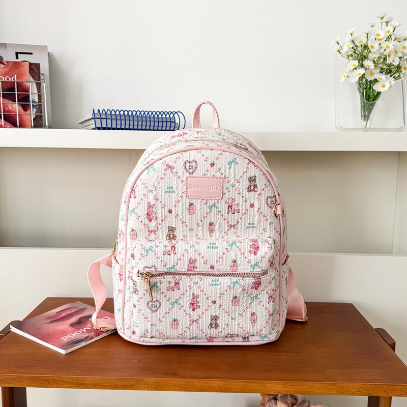 Schoolbag Cartoon Graffiti Bear Backpack Women's New Fashion Printed Casual Backpack Student School Bag