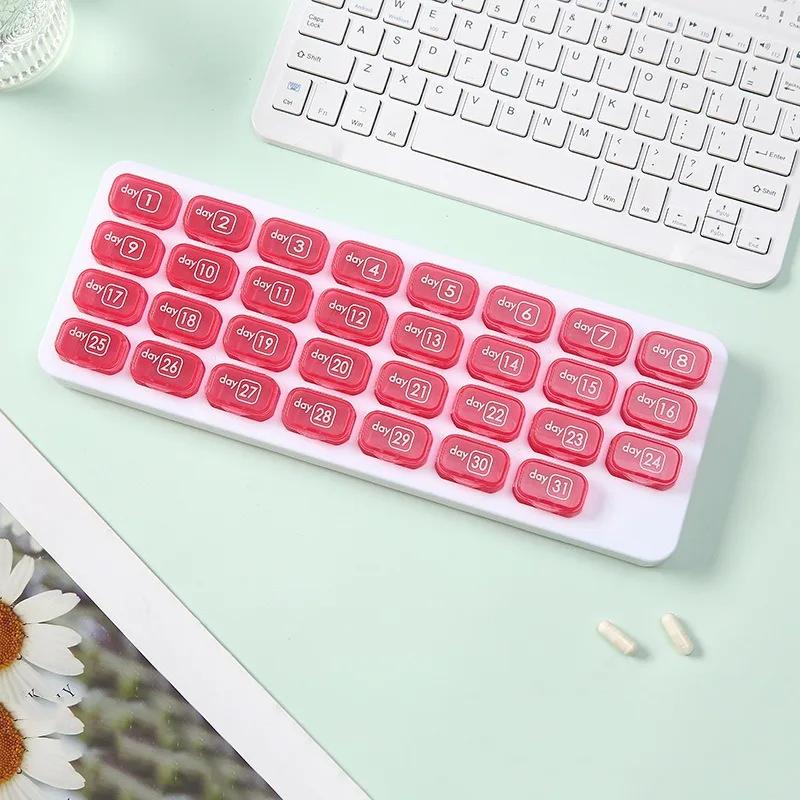 New Hot Premuim Portable 31 Day Monthly Pill Organizer Storage Case Box Holder for Daily Medicine Vitamin Fish Oils Supplement