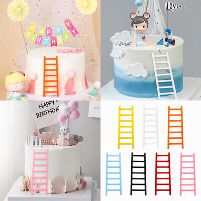 5pcs Colorful Mini Plastic Ladder Cake Decoration Furniture Decoration Birthday Party Cake Decoration Supplies