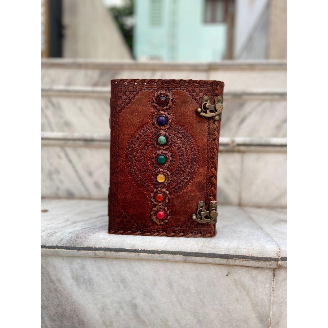 

400 страниц Очень большой Ежедневник ручной работы из кожи с семью камнями Книга для эскизов Блокнот Праздничные подарки для мужчин и женщин 7 x 5 in коричневый