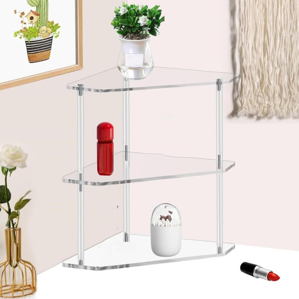 Clr Acrylic End Table, Space Saving Corner Side Table, Small Accent Table with Multiple Uses for Living Room Bedroom Study Arrangement