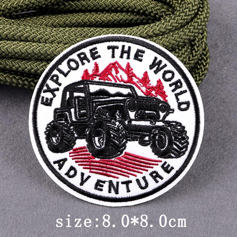Wildnis Outdoor Stickerei Patches für Kleidung Aufbügel-Patches auf Kleidung Camping Abenteuer Patch für Kleidung Aufkleber Abzeichen