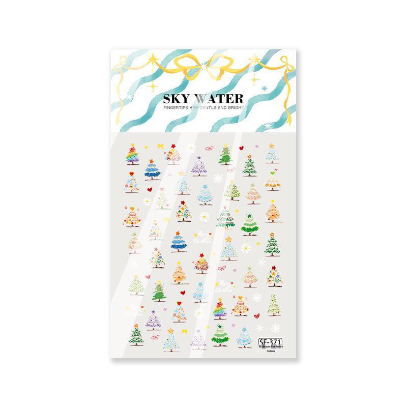 Sky Christmas Tree 3D Nail & Gadget Stickers - Festive Embossed Decorations