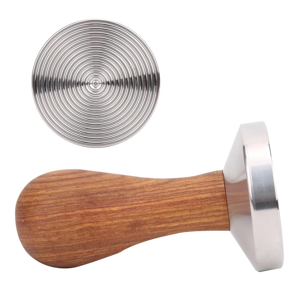 58mm Stainless Steel Coffee Tamper Wooden Handle Powder Pressing Tool Coffee Shop SuppliesThread Bottom