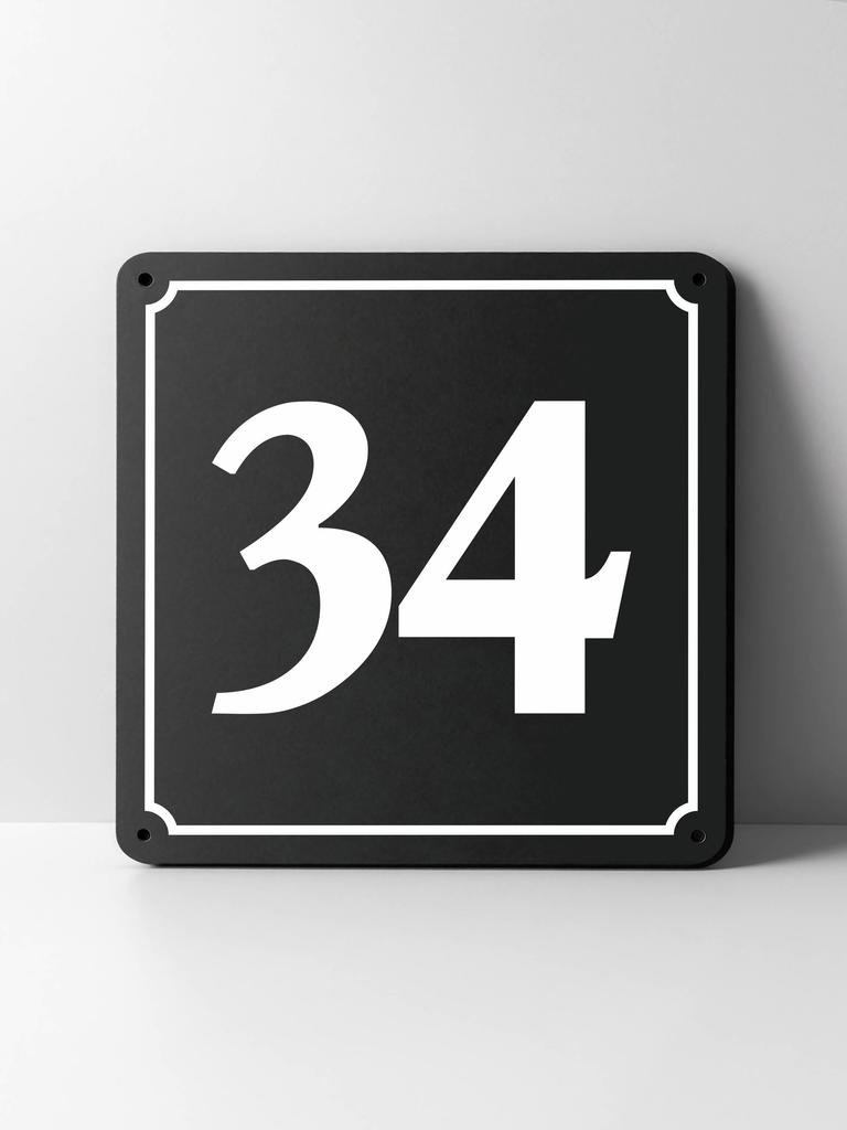 Metal House Number Sign, Black White Contrast, Outdoor Wall Decor for Home Street